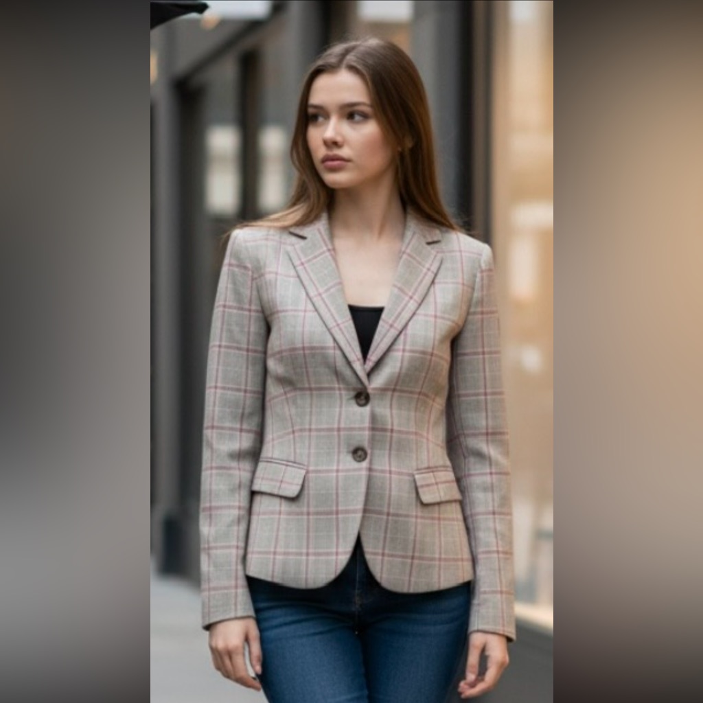 Etcetera Blazer Jacket Nwot Plaid Tan Peach Orange